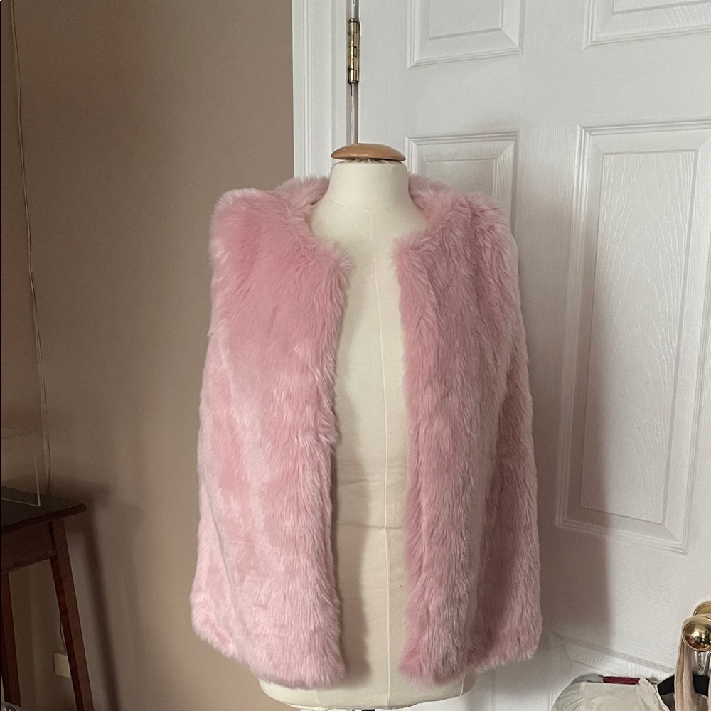 Talbots Soft Pink Faux Fur Vest